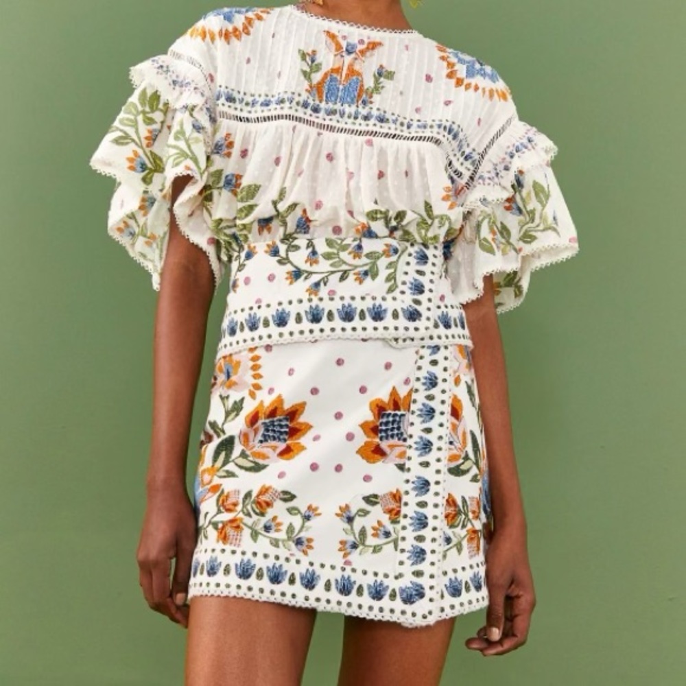 Farm Rio summer Garden Miniskirt
